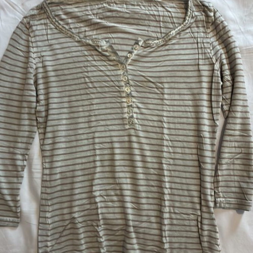 3/4 sleeve blouse, beige and brown