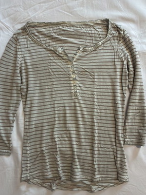 3/4 sleeve blouse, beige and brown