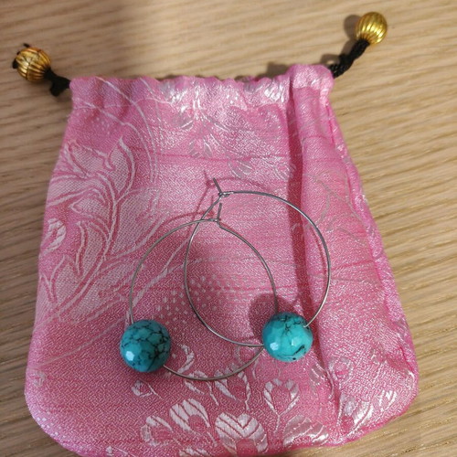 Silver earrings with semi-precious stones new, turquoise