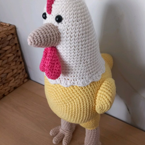 Handmade knitted chicken doll 35cm new