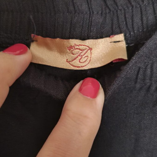 Black wide-leg pants one size, like new, 55% linen 45% viscose