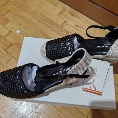 Espadrilles black woven and straw, new, size 37 from Voi&Noi