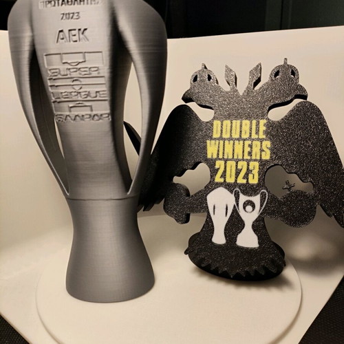 Super League 3d Printed Cup new, glossy silver, 18 cm height