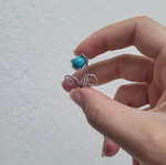 Boho wire ring with turquoise bead handmade, like new