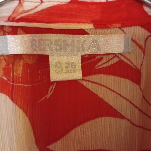 Bershka summer shirt used white red with transparency