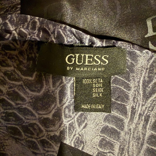 Guess scarf 100% silk 90x90cm black with grey logo like new