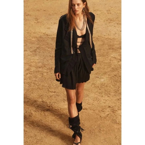 Zara linen cropped jacket black medium new