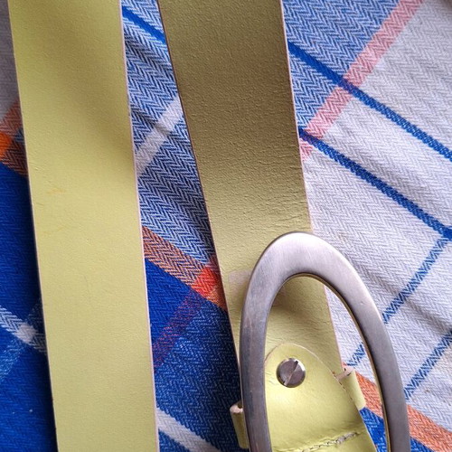 Leather light green belt used, Italian made, size 90