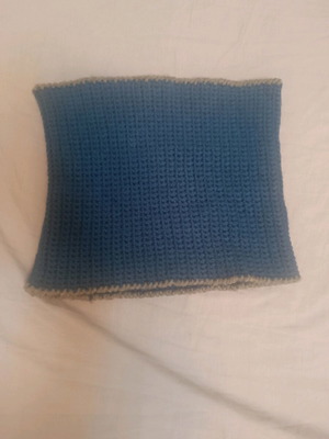 Handmade neck scarf like new, blue with gray trim