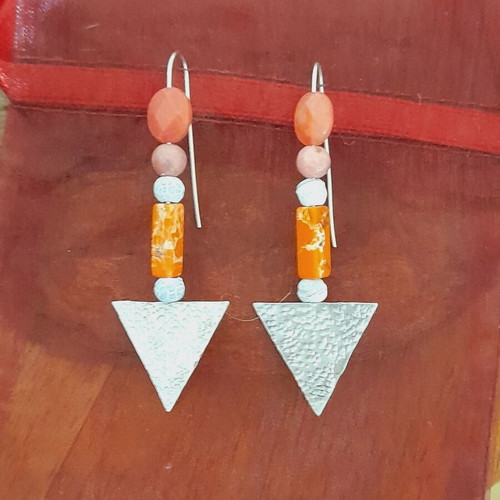 Handmade silver earrings 925 with semi-precious stones, new