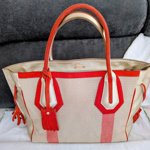 Longchamp Penelope tote bag used, orange and gold