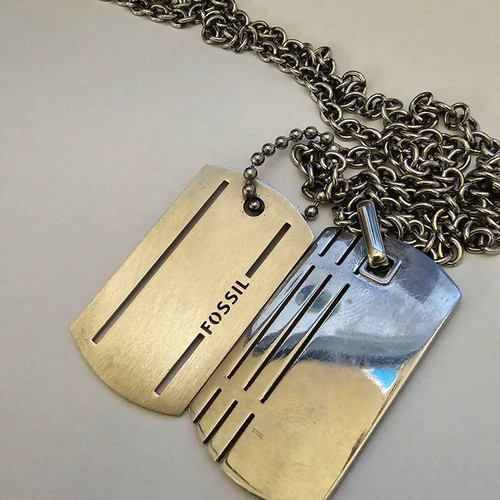 Fossil stainless steel military dog tag used