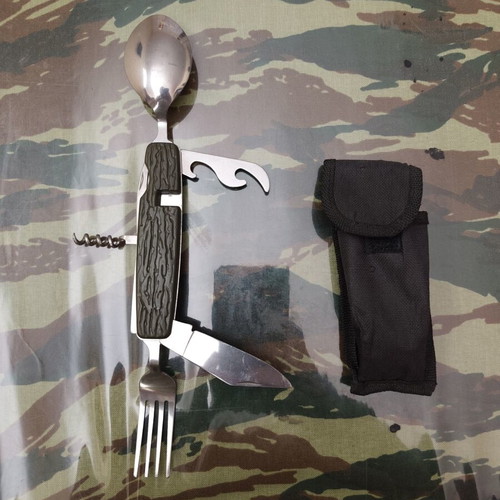 Camping multi-tool with case used