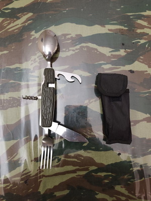 Camping multi-tool with case used
