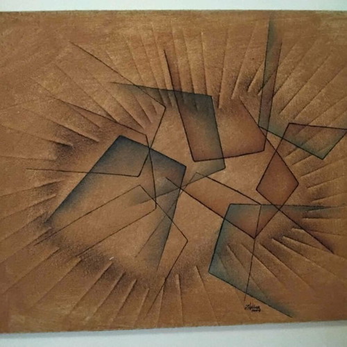 Handmade sand art painting 60×78 cm like new, abstract geometric art