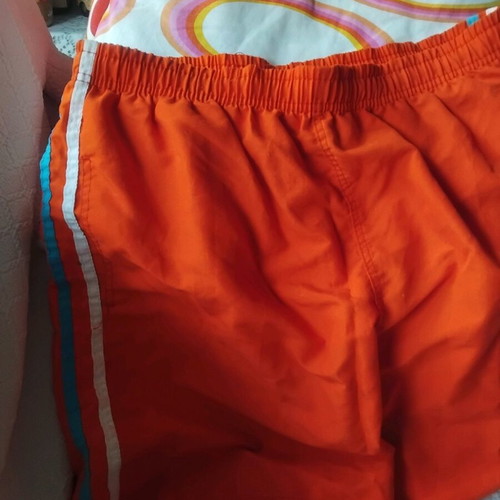 Swim shorts used XL orange with white and turquoise stripe