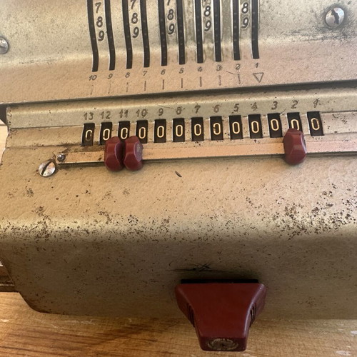 Olympia WeekAG Mechanical Calculator used, 1950s collectible