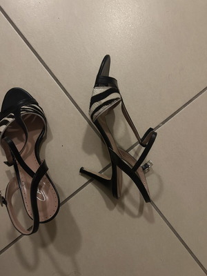 Chaniotakis Heeled Sandals size 41 like new, black and white zebra