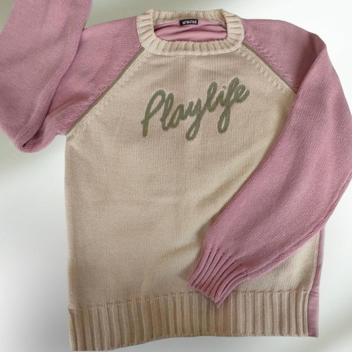 Playlife shirt used, cotton knit, multicolor, vintage 2000