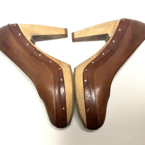 Marni brown leather high heels used, size 39