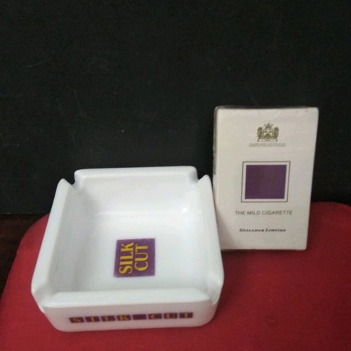Silk Cut ashtray with sealed playing cards like new