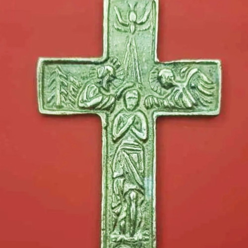 Brass cross old embossed