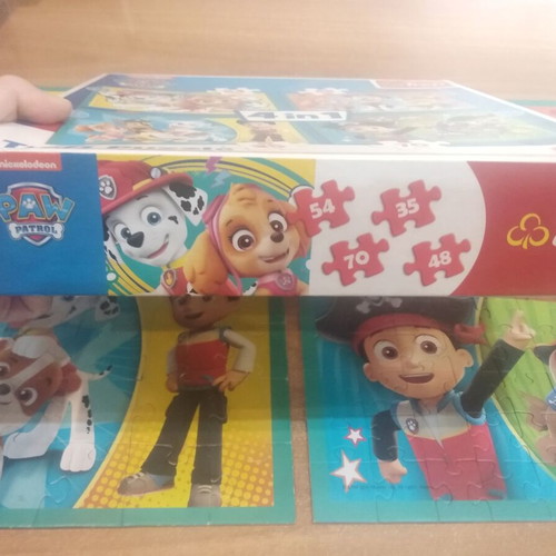 Paw Patrol puzzle set of 4 used with 35 to 70 pieces each