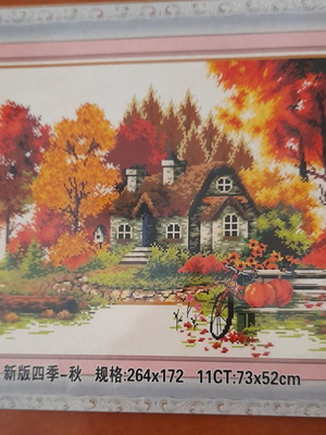 Embroidery kit house 73 x 52 cm like new