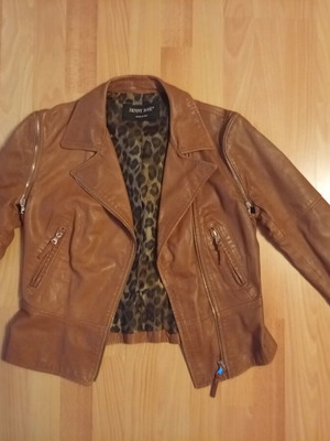 Denny Rose women's leather jacket used, size L, brown