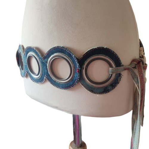 Ζώνη Miss Sixty vintage denim με μεταλλικούς κρίκους και ρυθμιζόμενο μήκος, καινούργια