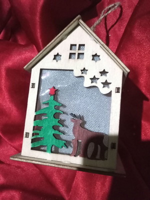 Christmas tree decoration used, small wooden souvenir