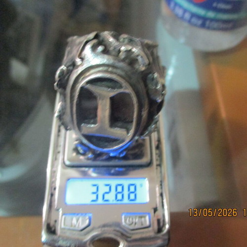Silver men's rock ring like new, size 67, 33 grams