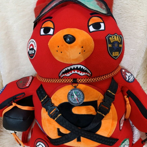 Sprayground Limited Edition Global Expedition Teddybear backpack used, red