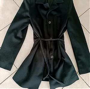 Sisley jacket-σακάκι μαύρο με λεπτό ζωναρι
