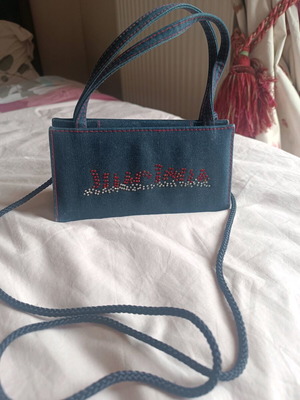 Mini Skondras bag blue denim with strass logo like new