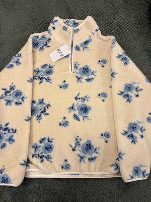 Fleece φούτερ one size με τσέπες καινούργιο, άσπρο και μπλε