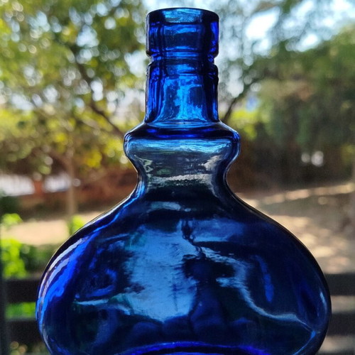 Vintage hand-blown cobalt blue glass bottle like new