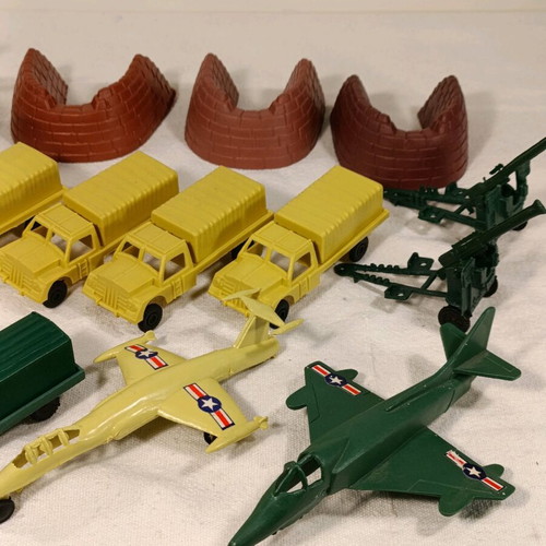 Vintage military vehicles toys used, all together