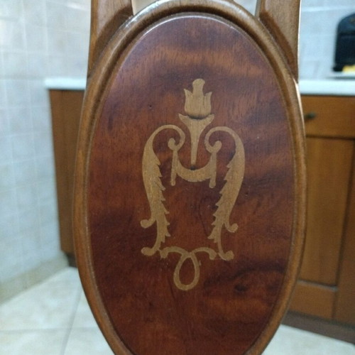 Vintage handmade carved dining chairs like new, set of 6, walnut