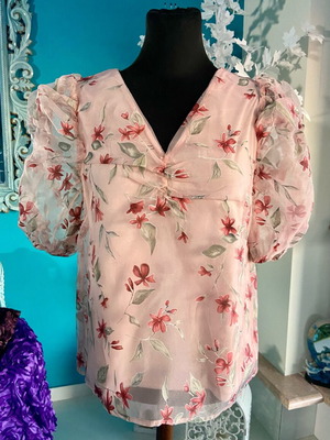 Floral sapio milo blouse with puff sleeves like new, size M