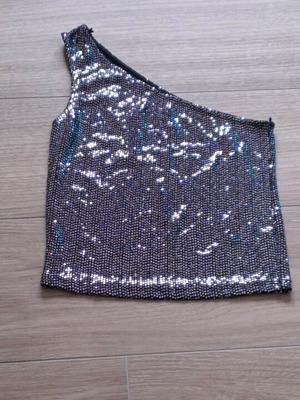 Stradivarius Silver Short Sleeve T-shirt like new, size S