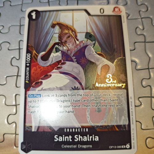 One Piece Saint Shalria OP13-086 3rd Anniversary card like new
