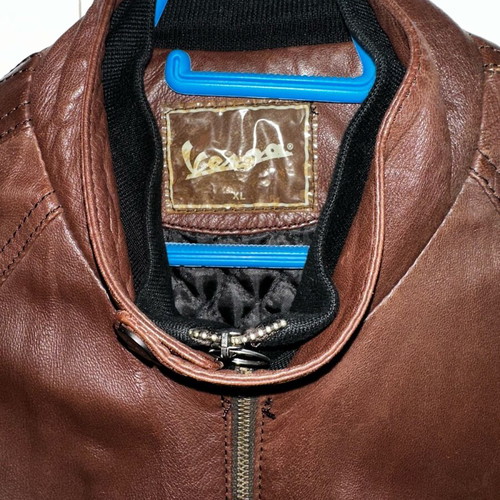 Vespa Piaggio leather jacket used, brown, size XL fits like L