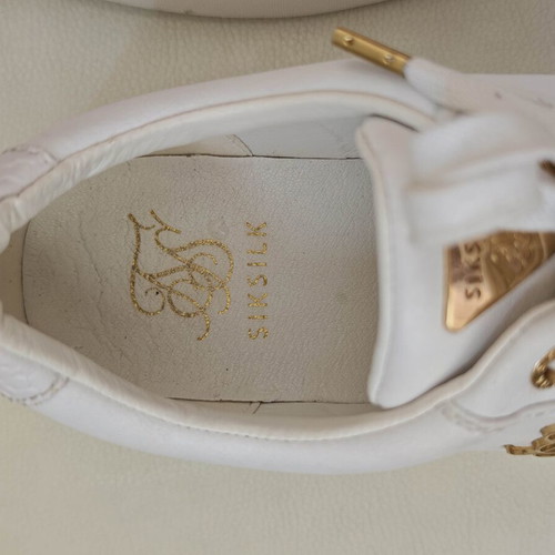 Siksilk leather shoes, white, size 43