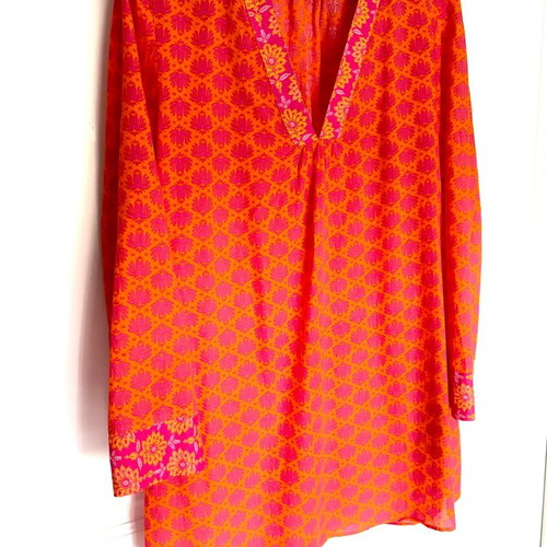 Zara caftan like new, orange and pink, 100% cotton, size L