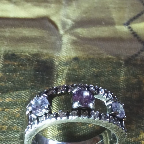 Silver ring 925 with pink and white zircon, size 53/54, like new