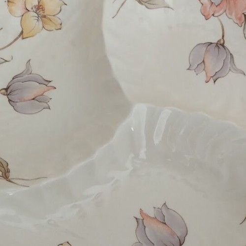 Ceramic three-section serving plate new with floral design