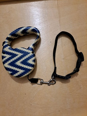 Retractable leash used 2 meters with stop button and neck strap