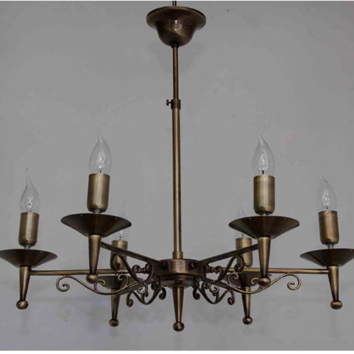 Ceiling Light new with 6 lights, brass oxyded finish