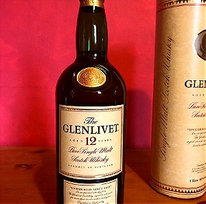 The Glenlivet 12 Year Old / Single Malt Scotch Whisky / 1 litre. Rare, older style 90s bottle. Vintage.